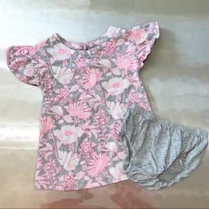 Baby Gap Girls Pink, Gray & White Summer Outfit